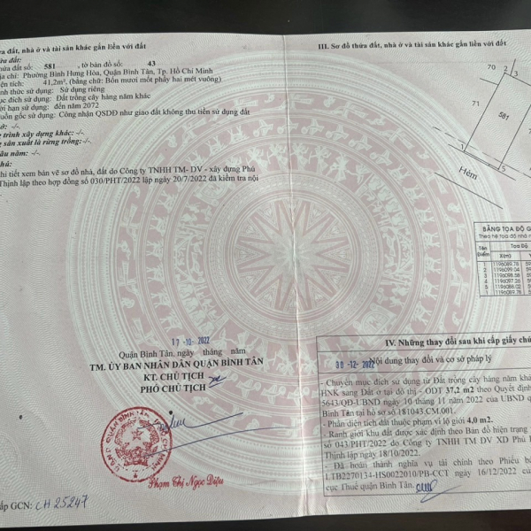 Đất sổ riêng 42 m2 Phạm Đăng Giảng Bình Tân 