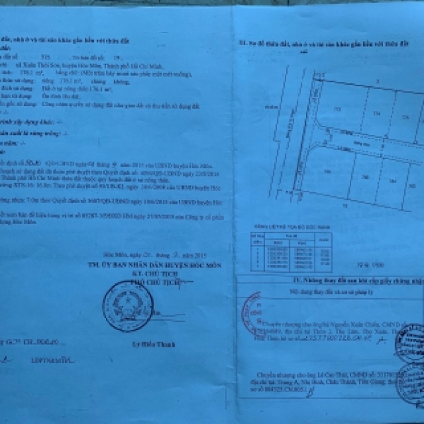 Bán 176 m đất ở xã Xuân Thới  Sơn, Hóc Môn. 