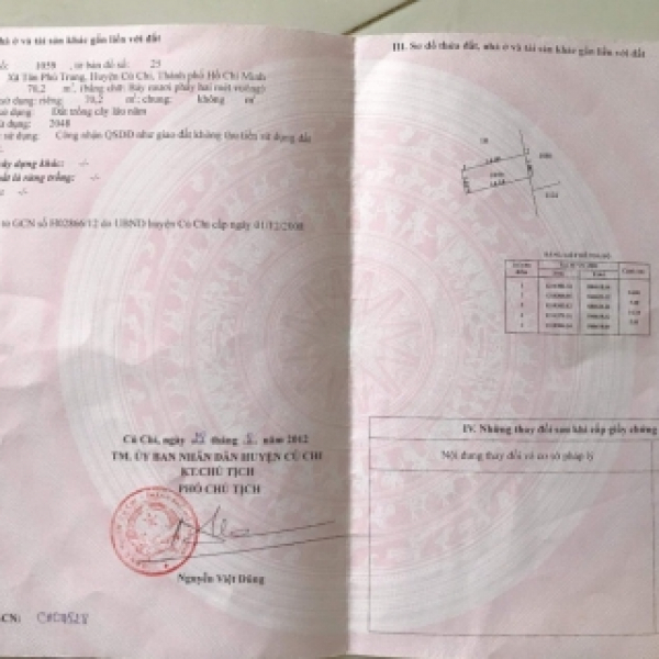 Bán nhà 70 m2, sổ riêng,Tân Phú Trung,Huyện Củ chi