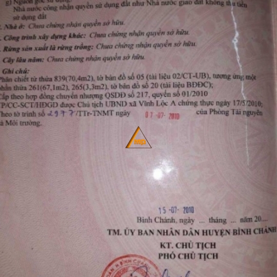 Bán nhà 4*17.5  giá 2 tỷ ,sổ hồng riêng Đường Thới Hòa, Vĩnh Lộc A, Bình Chánh.